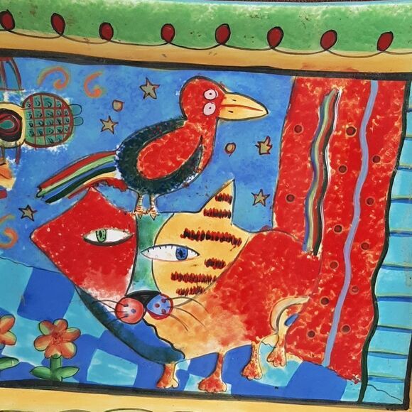 ProsPerity Tree Muzeum Cat handpainted ceramic tray - Picture 2 of 8